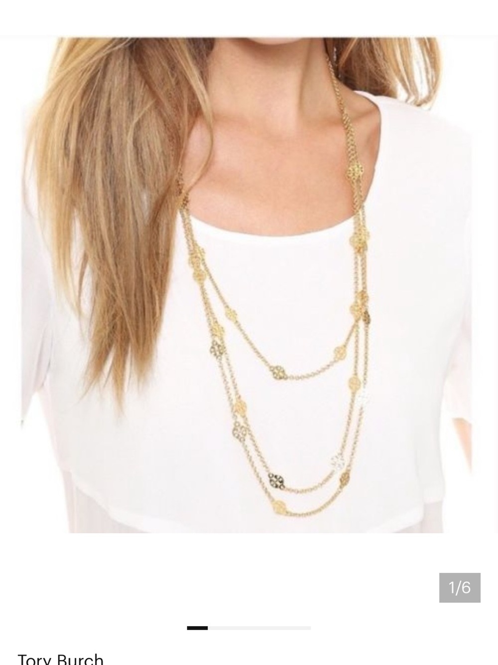 Tory Burch Multistrand logo Necklace gold tone